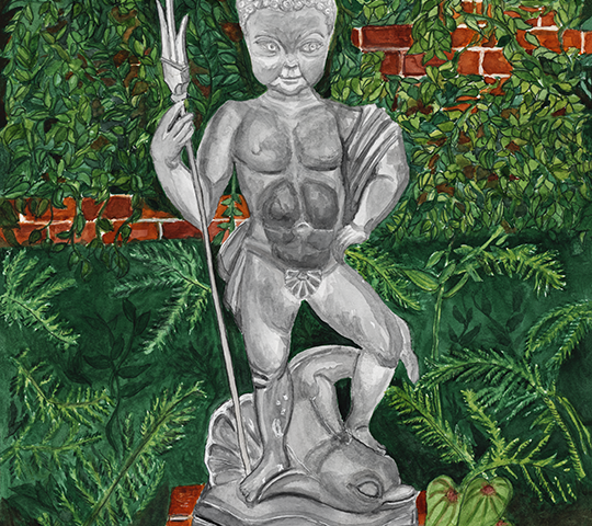 Thumbnail: Watercolor of the statue Neptune at Brookgreen Gardens