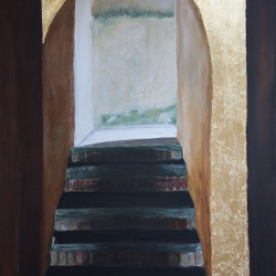 Ft. Moultrie Stairs - Acrylic and Gold Leaf on Canvas
